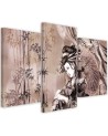Geisha and bamboos - Modern triptychs for the living room | FEEBY