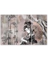 Geisha and bamboos - Modern triptychs for the living room | FEEBY