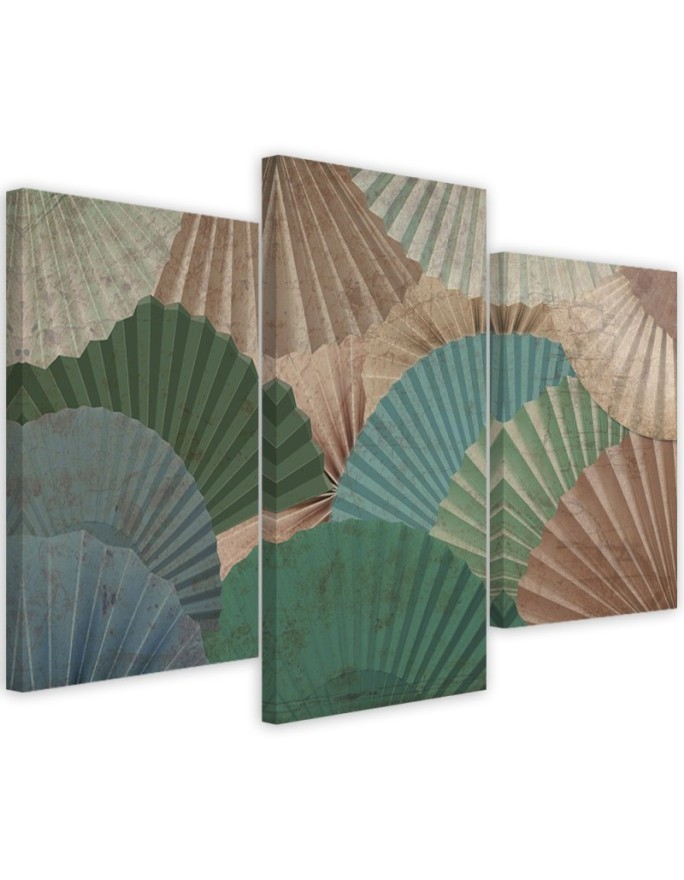 Simple fans - Modern triptychs for the living room | FEEBY