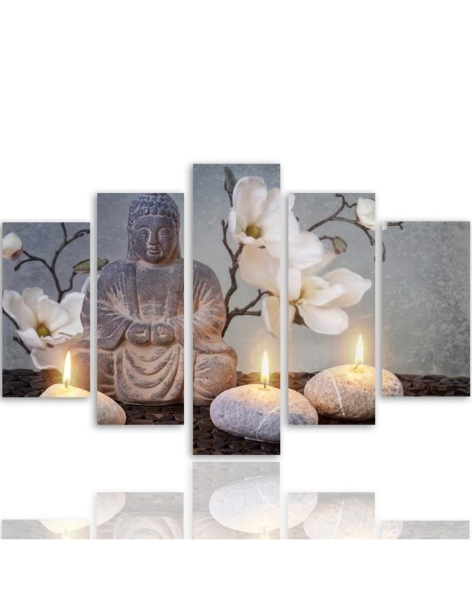 5 Piece Canvas print for living room - Buddha zen spa | FEEBY