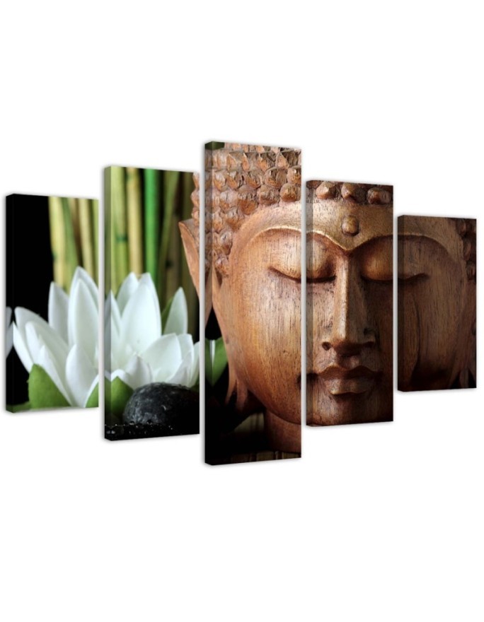 Canvas print for living room - Buddha and white flower | FEEBY