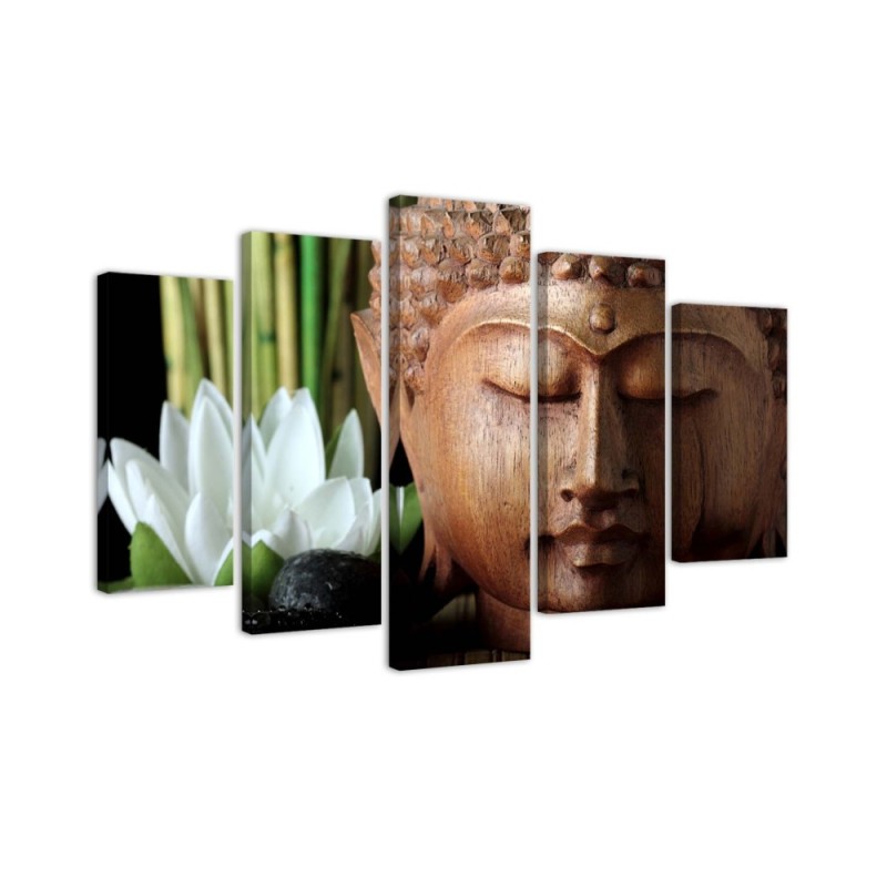 Canvas print for living room - Buddha and white flower | FEEBY