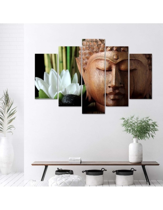 Canvas print for living room - Buddha and white flower | FEEBY