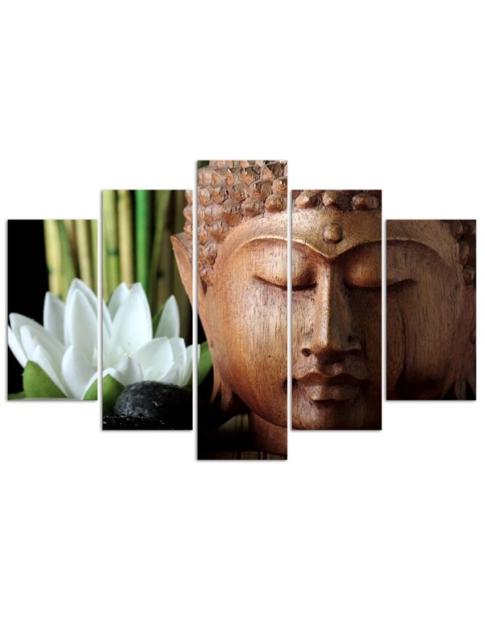 Canvas print for living room - Buddha and white flower | FEEBY
