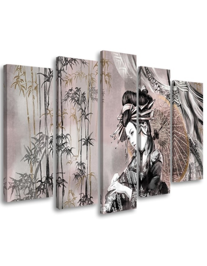 Modern painting for living room - Geisha and bamboos | FEEBY