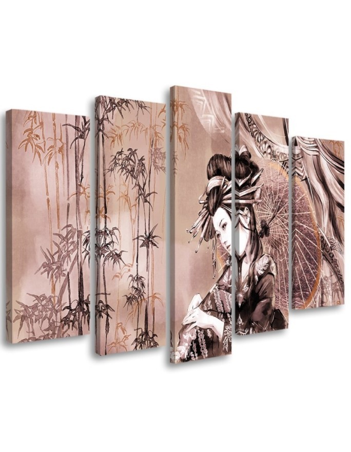 Modern painting for living room - Geisha and bamboos | FEEBY