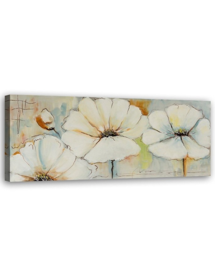 Modern Canvas painting for living room - Three flowers watercolour | FEEBY