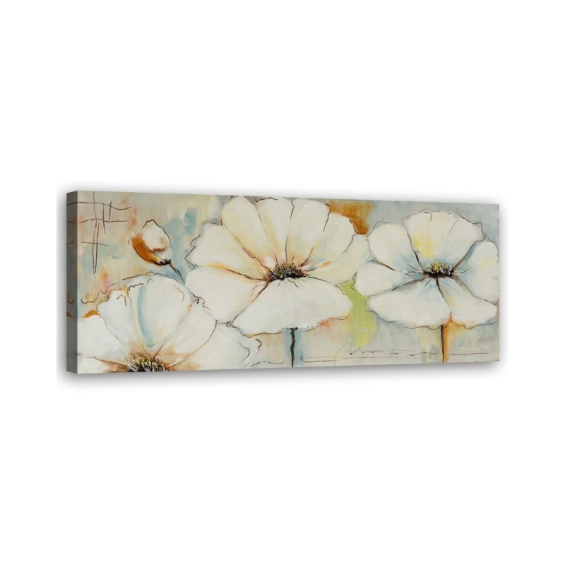 Modern Canvas painting for living room - Three flowers watercolour | FEEBY