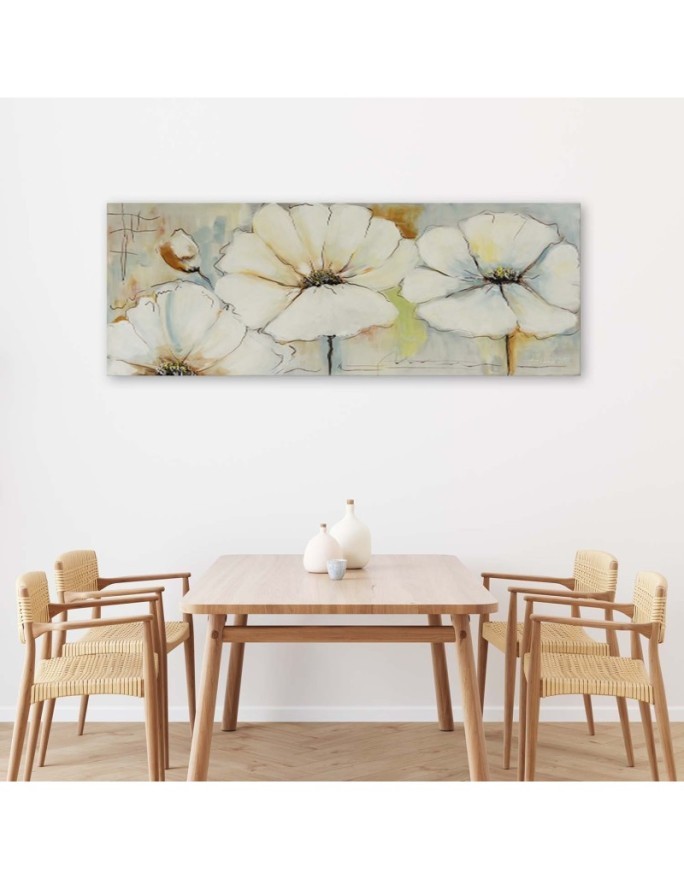 Modern Canvas painting for living room - Three flowers watercolour | FEEBY