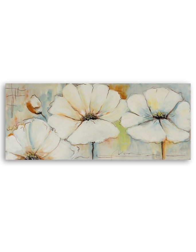 Modern Canvas painting for living room - Three flowers watercolour | FEEBY
