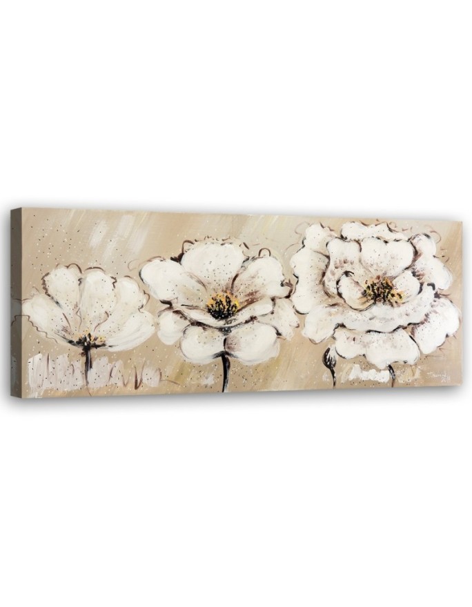 Modern painting for living room - Three white flowers | FEEBY