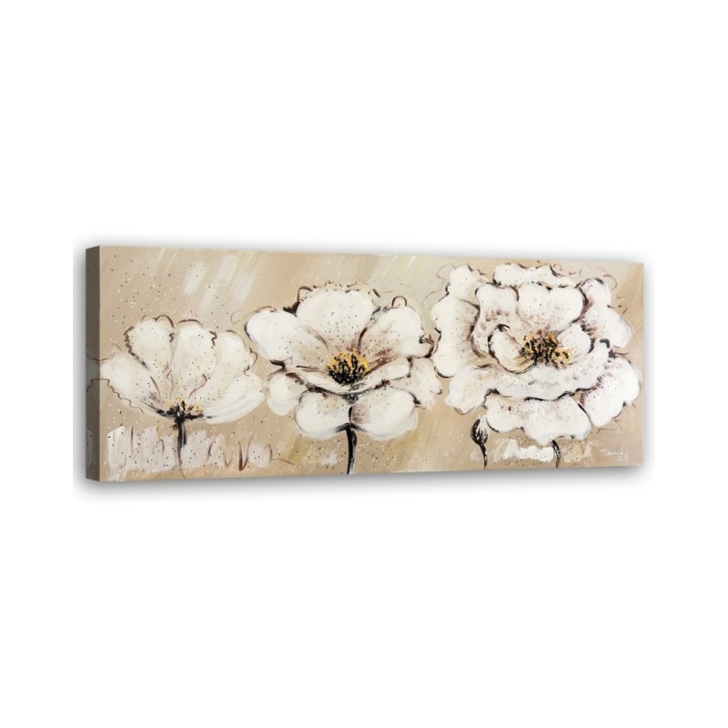 Modern painting for living room - Three white flowers | FEEBY