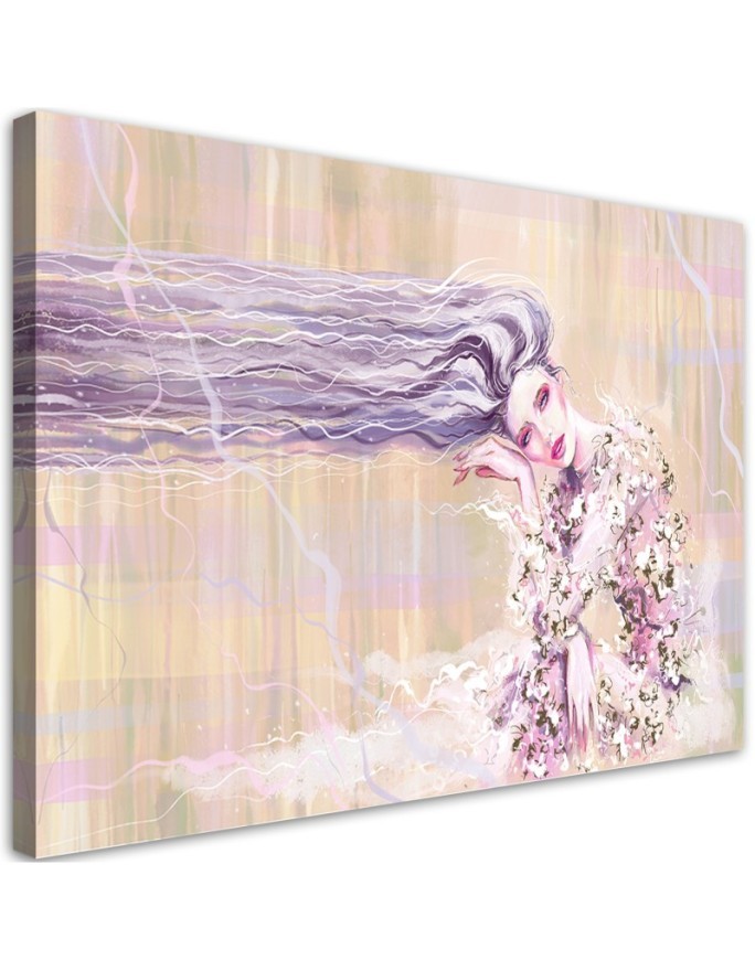Modern Canvas painting for bedroom - Woman with long hair | FEEBY
