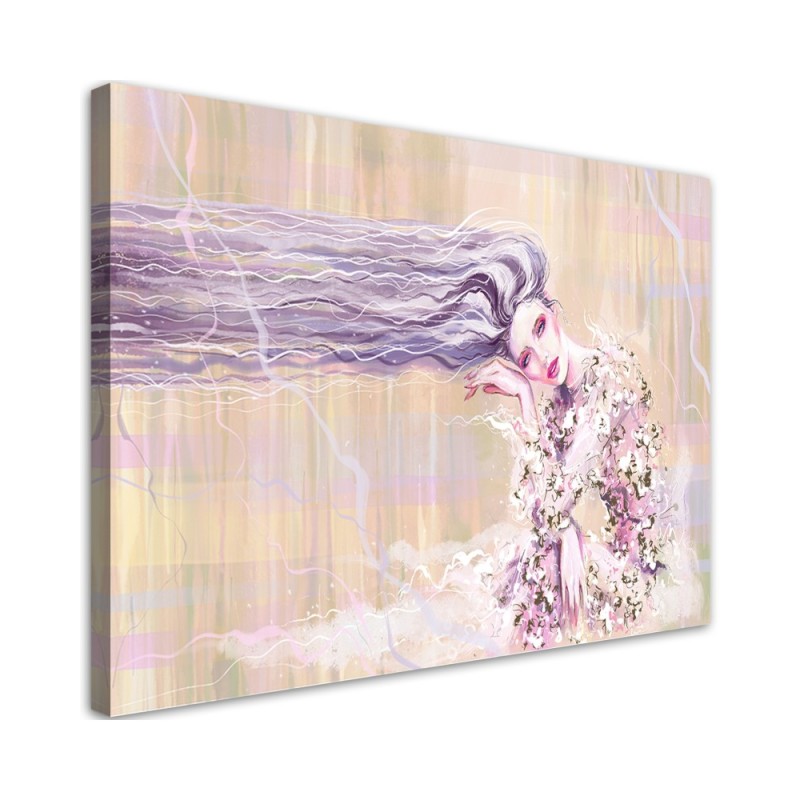 Modern Canvas painting for bedroom - Woman with long hair | FEEBY