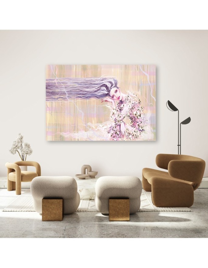Modern Canvas painting for bedroom - Woman with long hair | FEEBY