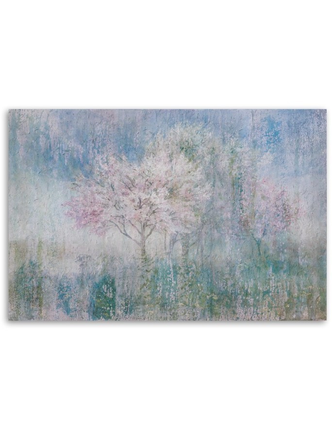 Modern Canvas painting for bedroom Flowering tree in a meadow landscape | FEEBY