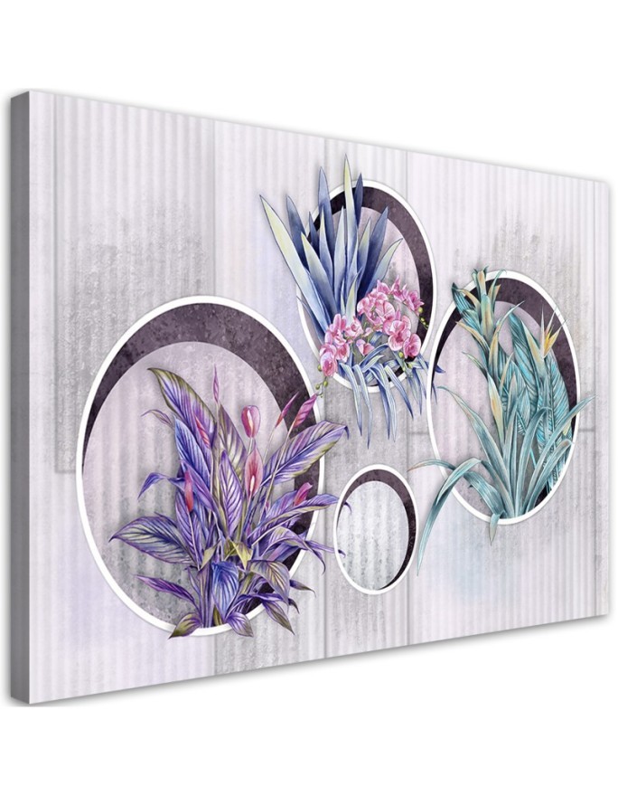 Violet flowers concrete - Wall painting | FEEBY