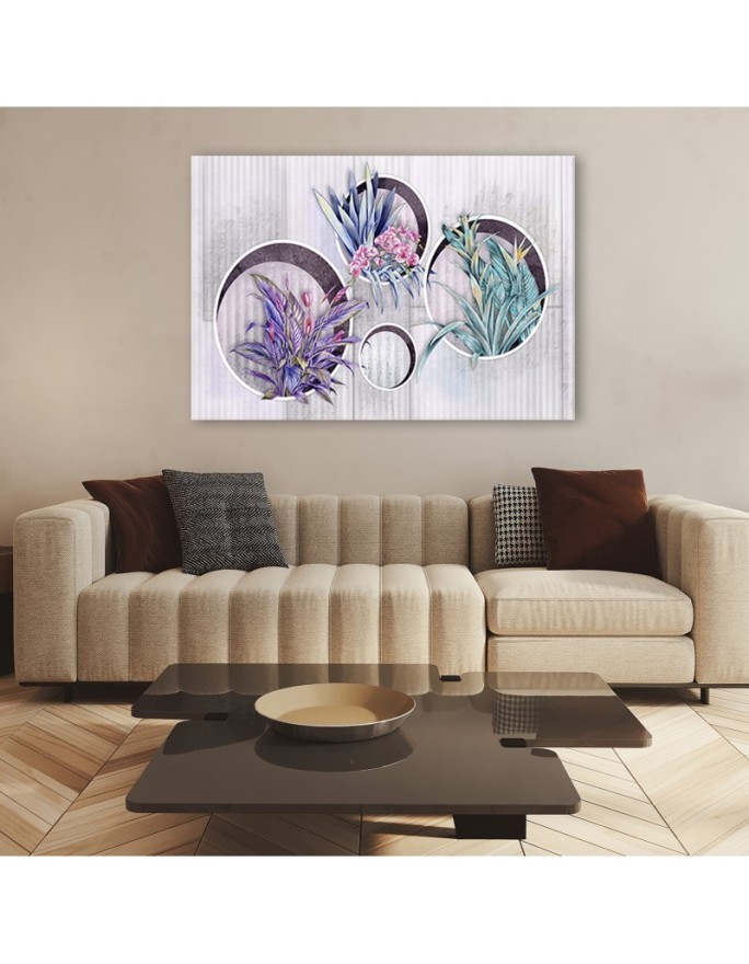 Violet flowers concrete - Wall painting | FEEBY