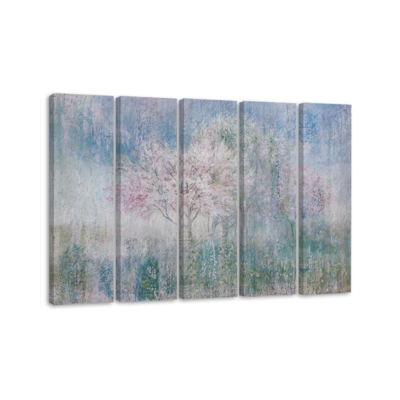 Tree in a meadow abstract - Wall art painting for living room | FEEBY