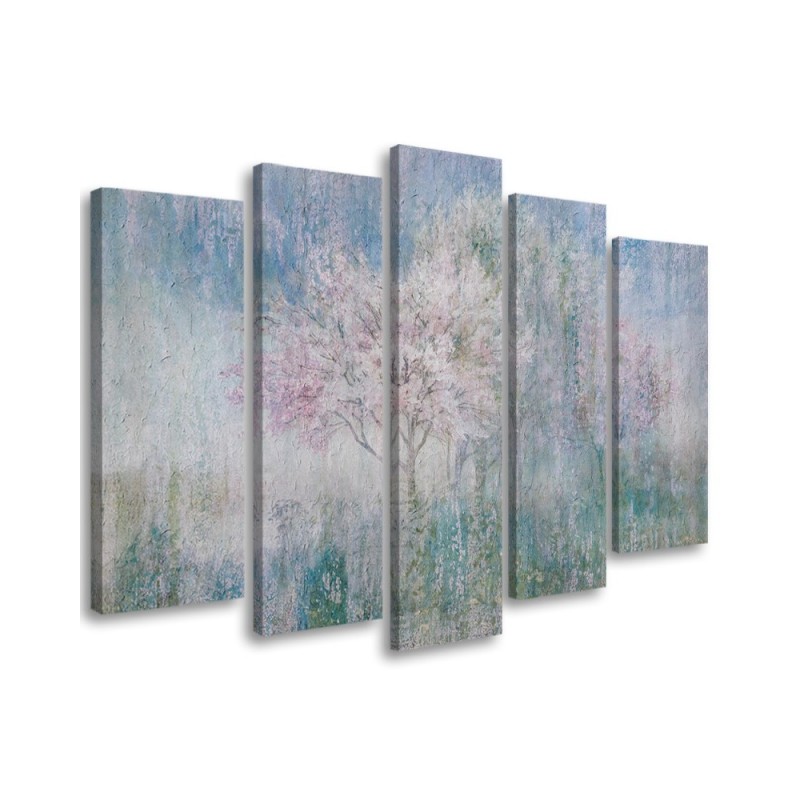 Flowering tree in a meadow old and dirty - 5-piece painting | FEEBY