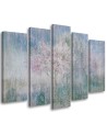 Flowering tree in a meadow old and dirty - 5-piece painting | FEEBY