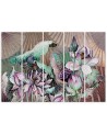 Holy lotus and fans - Modern canvas painting | FEEBY