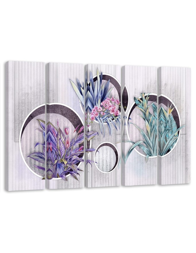 Square boxes shelves with flowers - Canvas painting | FEEBY
