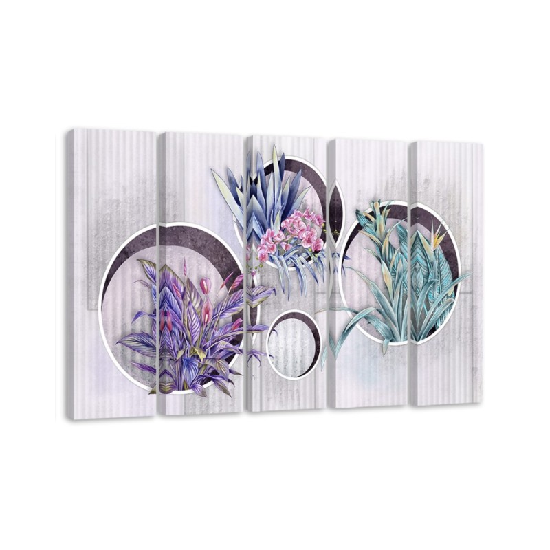 Square boxes shelves with flowers - Canvas painting | FEEBY