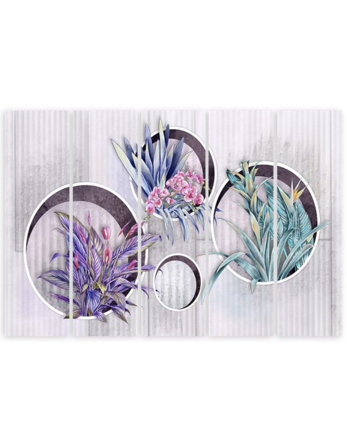 Square boxes shelves with flowers - Canvas painting | FEEBY