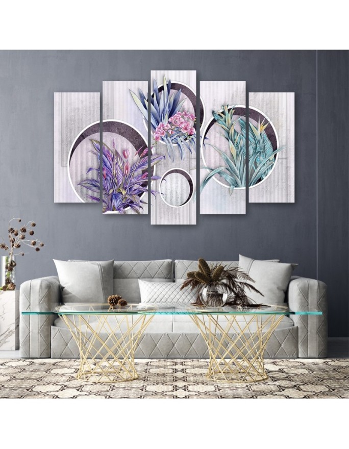Square boxes shelves with flowers - Canvas print | FEEBY