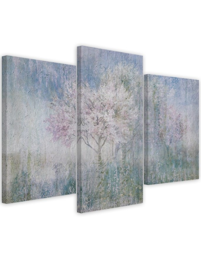 Flowering tree in a meadow old and dirty - Canvas print for bedroom | FEEBY