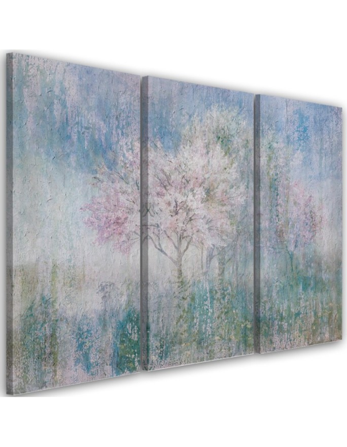 Flowering tree in a meadow old and dirty - Canvas print for bedroom | FEEBY