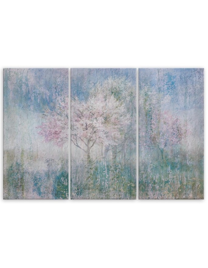 Flowering tree in a meadow old and dirty - Canvas print for bedroom | FEEBY