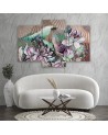 Holy lotus and fans - Printed canvas painting | FEEBY