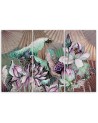 3 piece Holy lotus and fans - Printed canvas painting | FEEBY