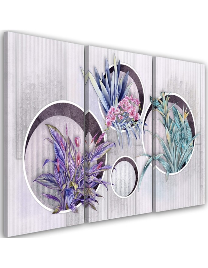 Square boxes shelves with flowers - Canvas wall painting | FEEBY