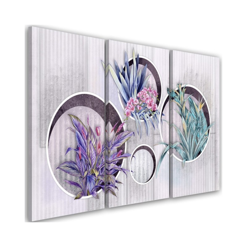 Square boxes shelves with flowers - Canvas wall painting | FEEBY