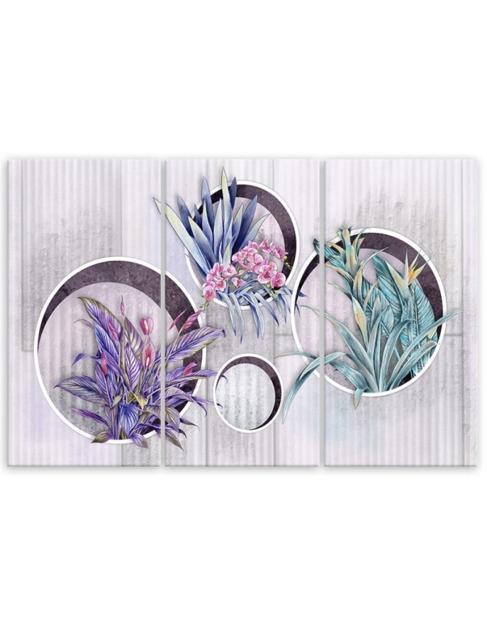 Square boxes shelves with flowers - Canvas wall painting | FEEBY