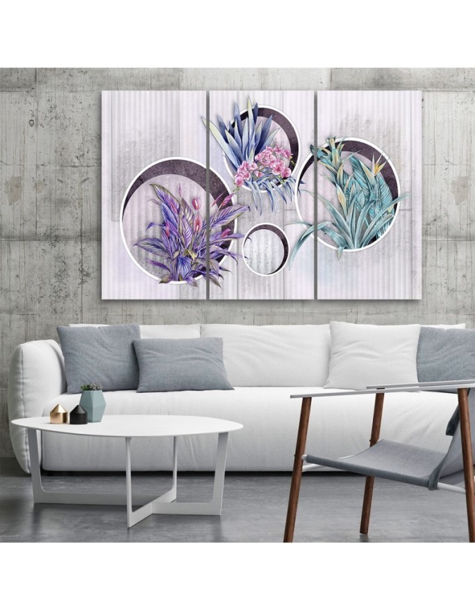 Square boxes shelves with flowers - Canvas wall painting | FEEBY