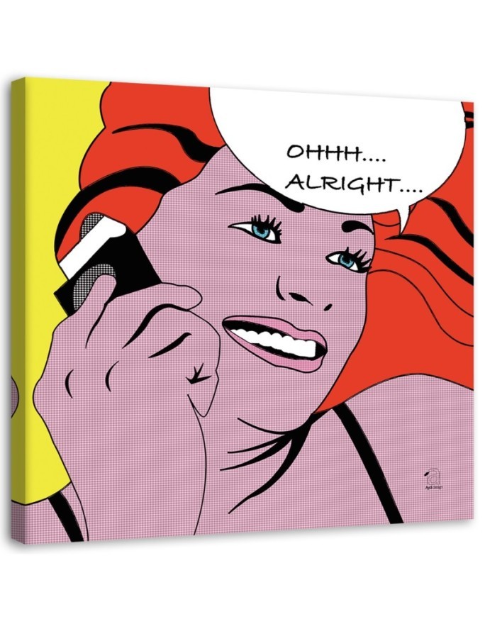 Pop art comic strip Woman Alright - Canvas wall art painting | FEEBY
