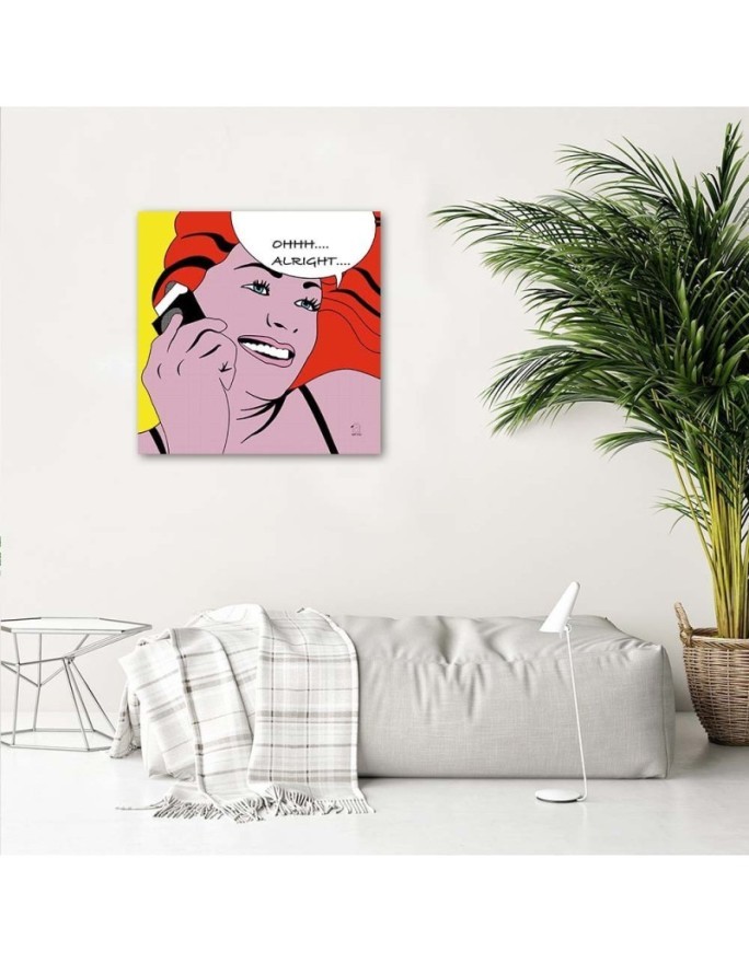 Pop art comic strip Woman Alright - Canvas wall art painting | FEEBY