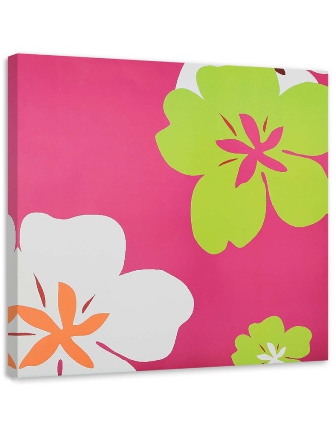Flowers on pink background - Canvas prints for living room | FEEBY