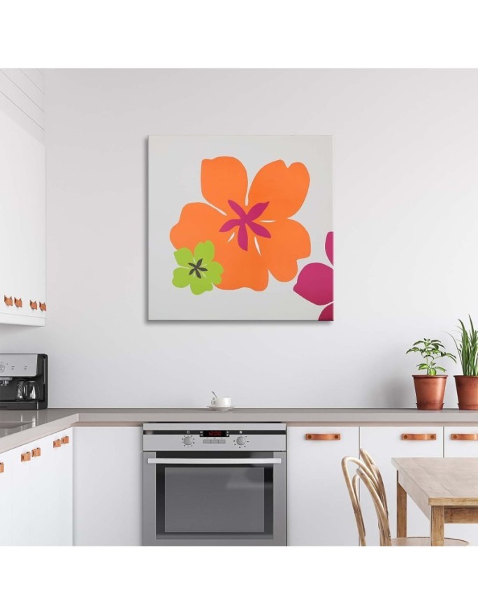 Orange flower pop art - Canvas prints for living room | FEEBY