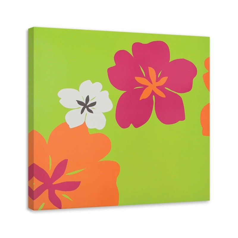 Colourful flowers on a green background - Wall art Canvas prints | FEEBY