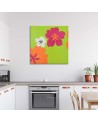 Colourful flowers on a green background - Wall art Canvas prints | FEEBY