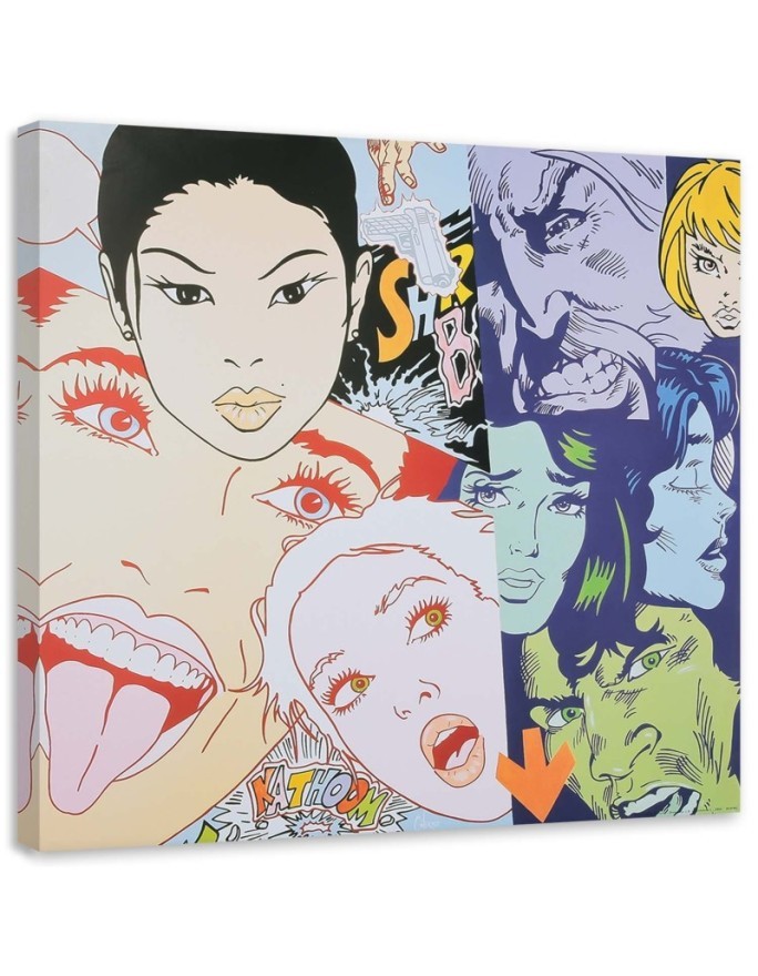 Faces of women pop art - Canvas prints for retro living room | FEEBY