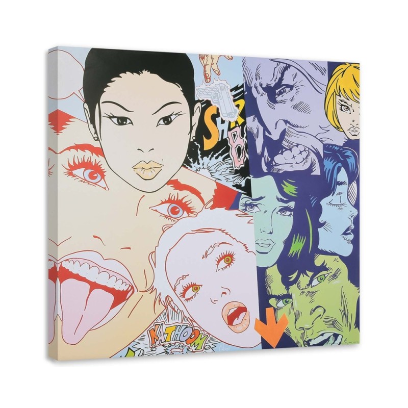 Faces of women pop art - Canvas prints for retro living room | FEEBY