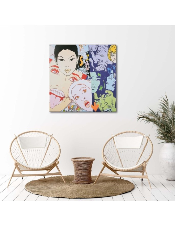 Faces of women pop art - Canvas prints for retro living room | FEEBY