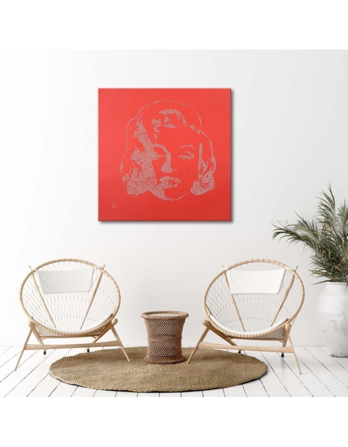 Marilyn Monroe on red background - Canvas prints with famous people | FEEBY