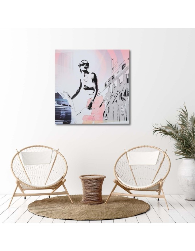 Woman at a gas station - Printed Canvas prints for living room | FEEBY